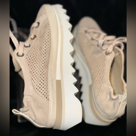 Softwaves Cream Platform Sneakers with Breathable Knit Upper - Picture 15 of 16